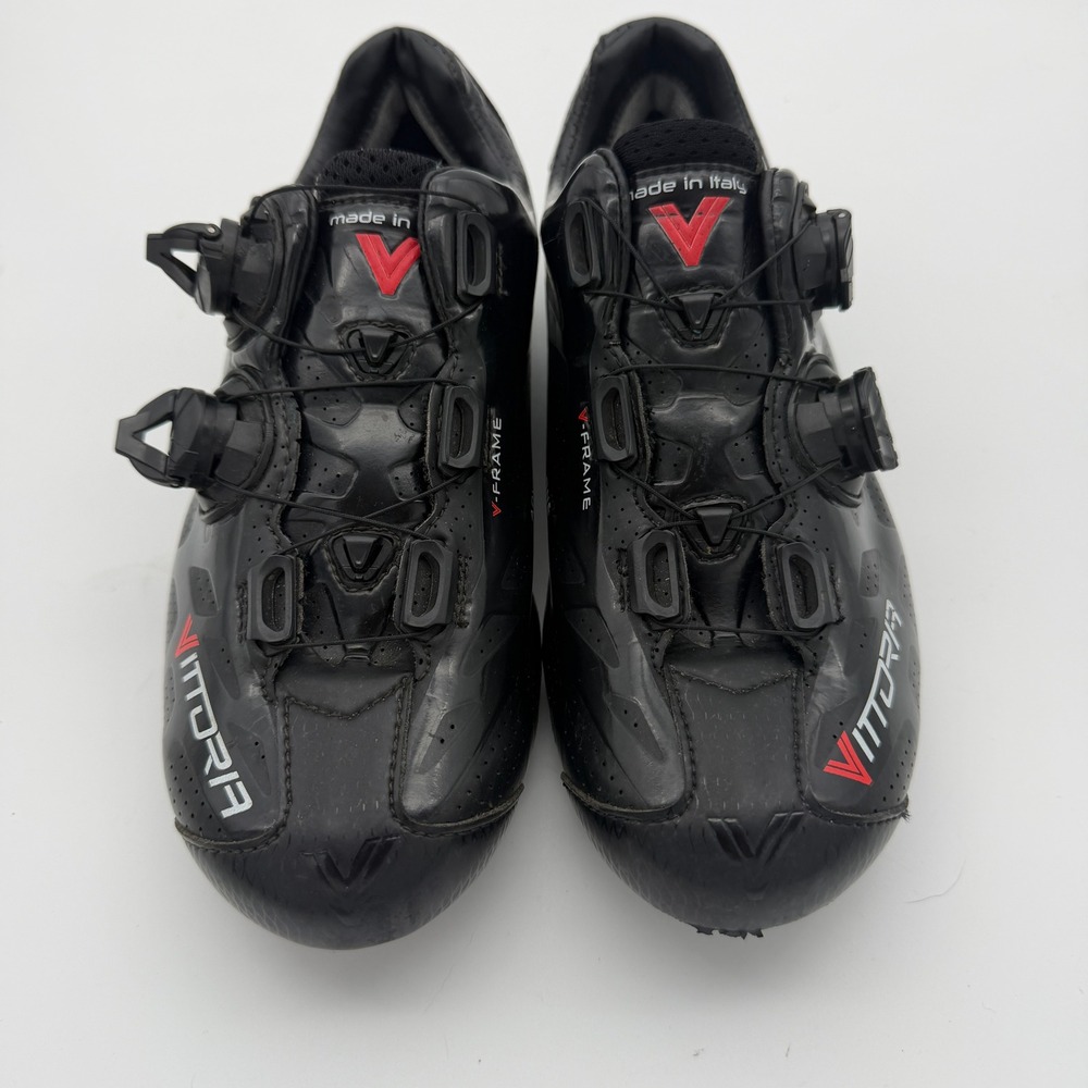 Vittoria Advance One Road Cycling Shoes Black Carbon Sole Made in Italy Sz 39.5